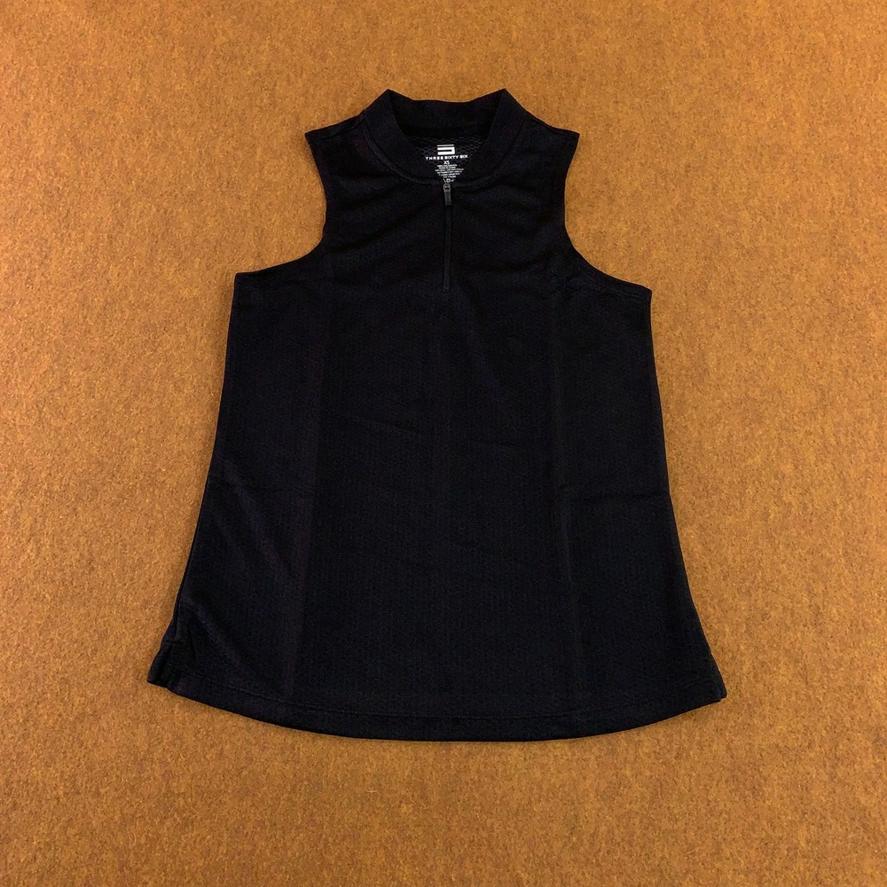 Three Sixty Six Womens Size XS Black 1/4 Zip Sleeveless Golf Polo Top New